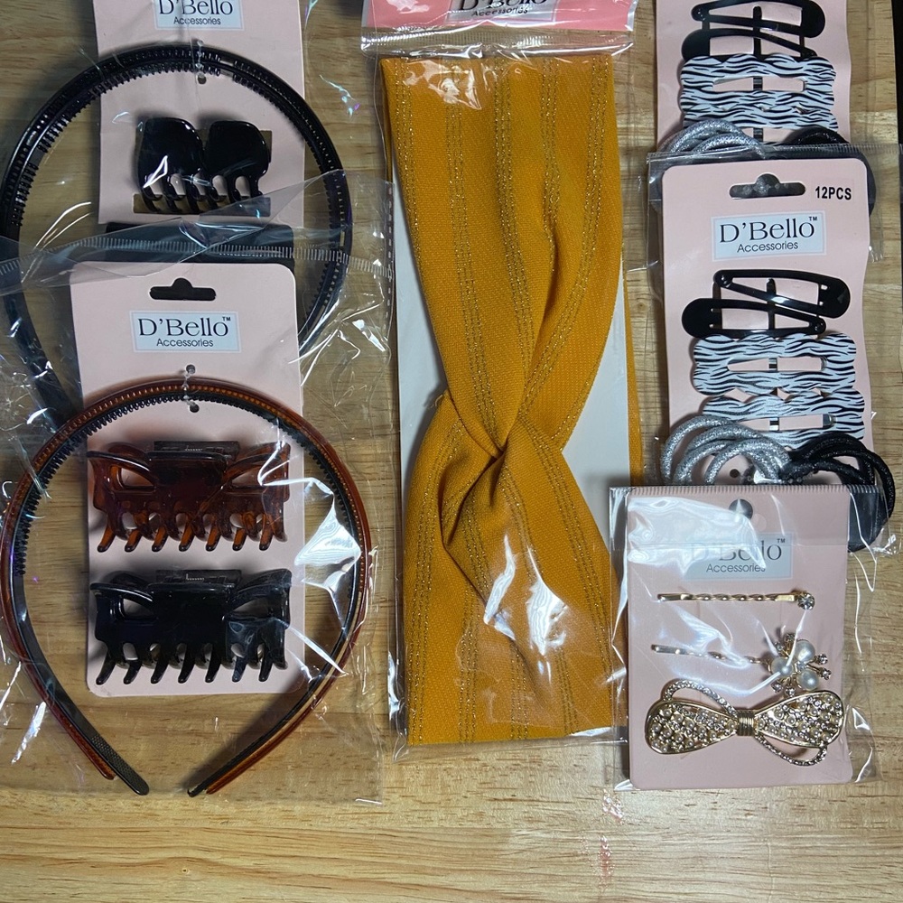 D'Bello Hair Accessories Set in Black, Brown, and Gold